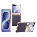 For Samsung Galaxy Z Flip8 Case Hinge Kickstand Tech Fabric Phone Back Cover with HD Clear Tempered Glass Film