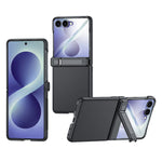 For Samsung Galaxy Z Flip8 Case Hinge Kickstand Tech Fabric Phone Back Cover with HD Clear Tempered Glass Film