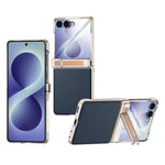 For Samsung Galaxy Z Flip8 Case Hinge Kickstand Tech Fabric Phone Back Cover with HD Clear Tempered Glass Film