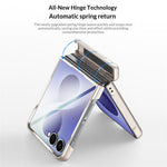 For Samsung Galaxy Z Flip8 Case Hinge Kickstand Tech Fabric Phone Back Cover with Privacy Tempered Glass Film