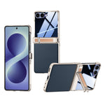 For Samsung Galaxy Z Flip8 Case Hinge Kickstand Tech Fabric Phone Back Cover with Privacy Tempered Glass Film