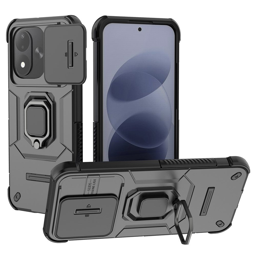 For Xiaomi Redmi Note 17 4G (Global) / Note 17 5G (Global) / Note 17 (India / China) 5G  Case PC + TPU Kickstand Phone Protector with Lens Cover