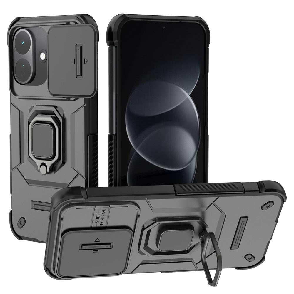 For Xiaomi Redmi Note 17 Pro 5G Case PC + TPU Kickstand Phone Protector with Lens Cover