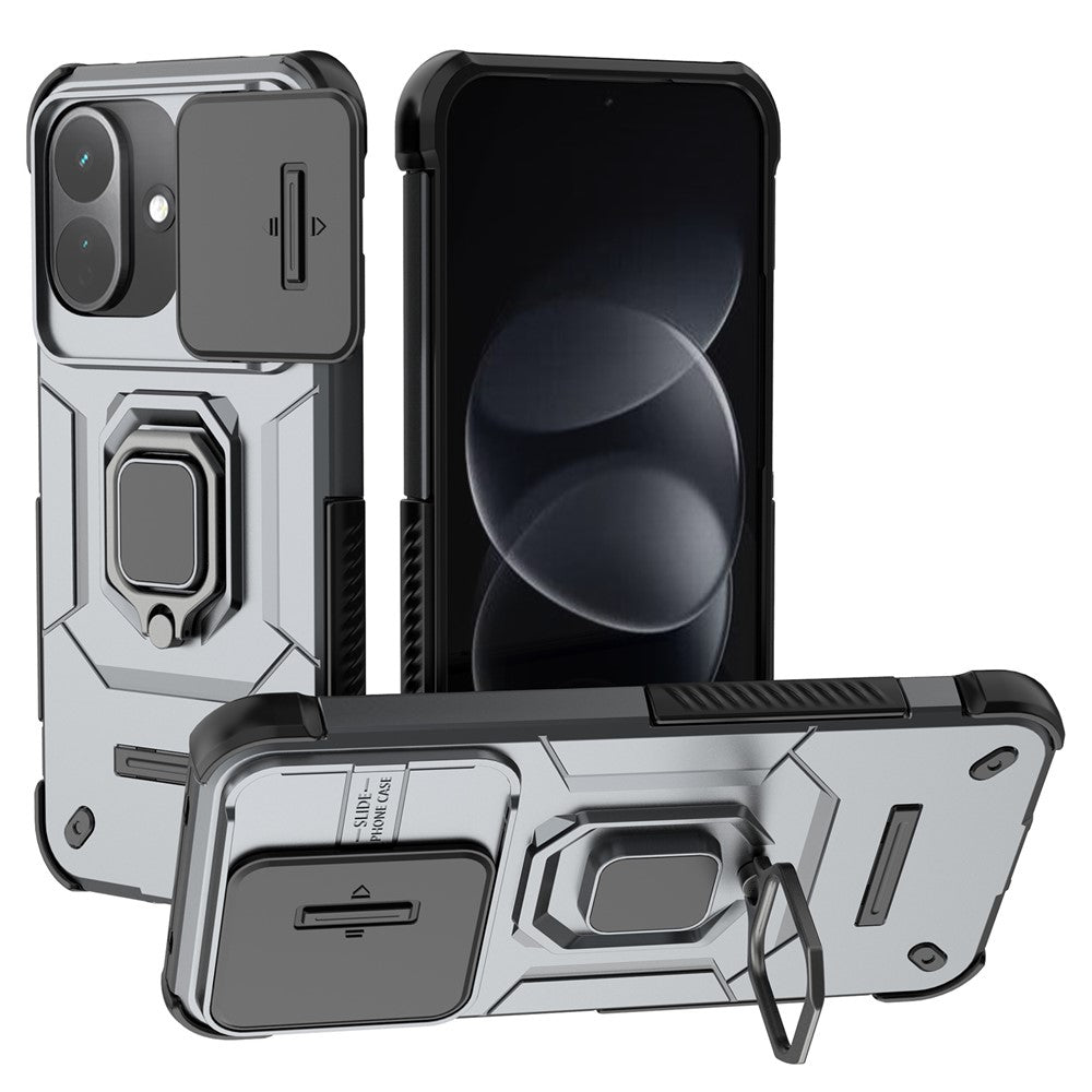 For Xiaomi Redmi Note 17 Pro 5G Case PC + TPU Kickstand Phone Protector with Lens Cover