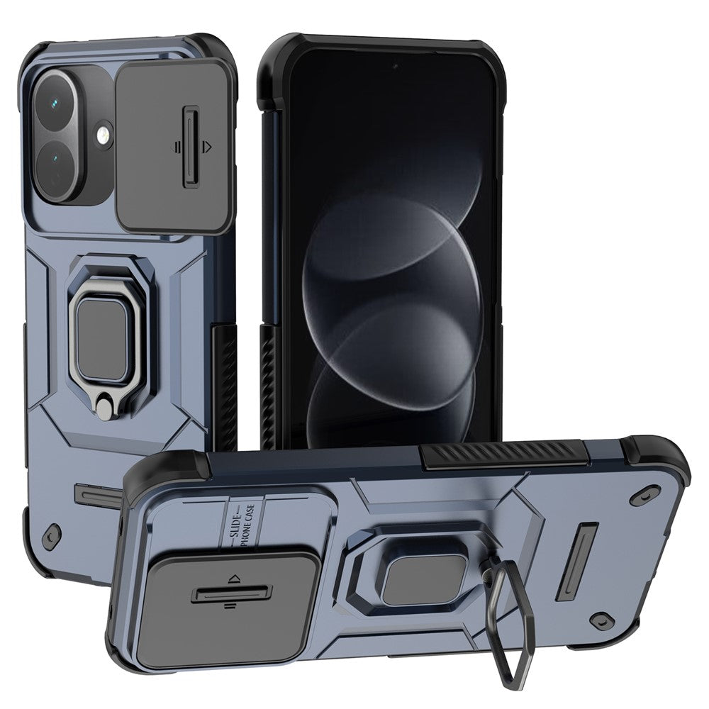 For Xiaomi Redmi Note 17 Pro 5G Case PC + TPU Kickstand Phone Protector with Lens Cover