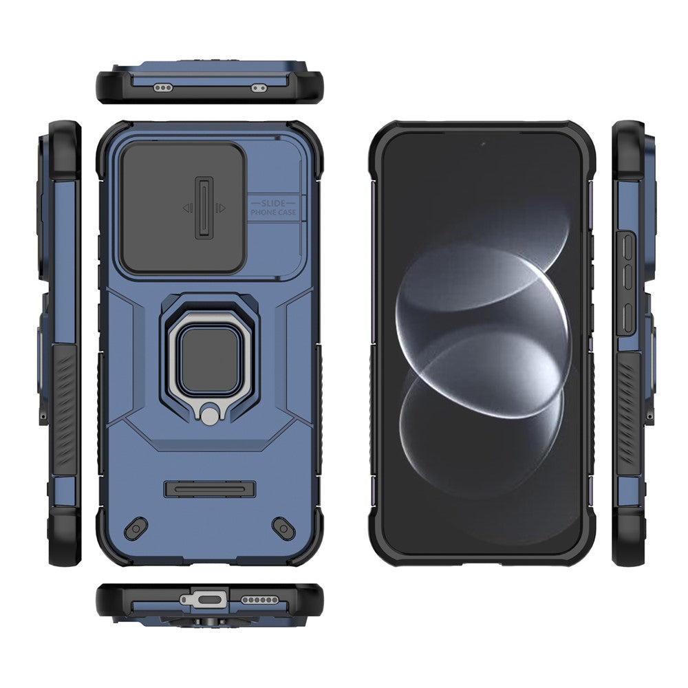 For Xiaomi Redmi Note 17 Pro 5G Case PC + TPU Kickstand Phone Protector with Lens Cover