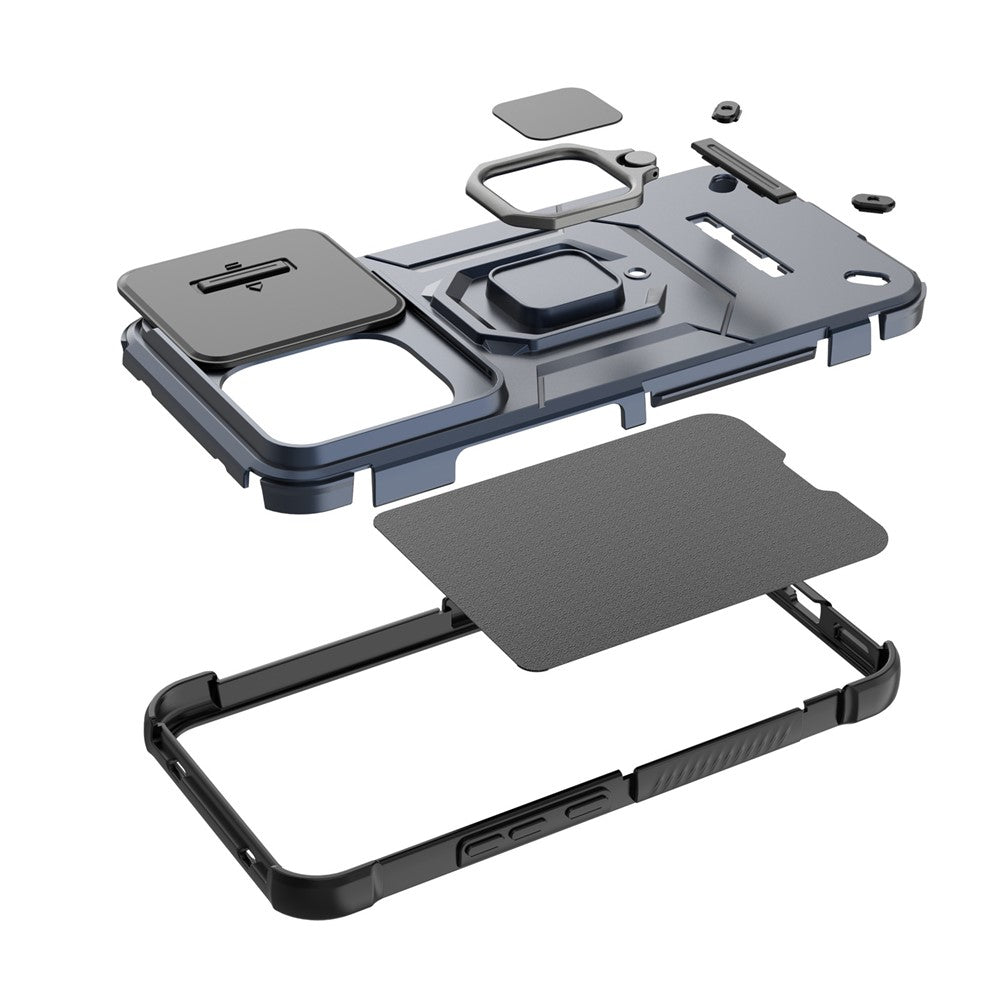 For Xiaomi Redmi Note 17 Pro 5G Case PC + TPU Kickstand Phone Protector with Lens Cover