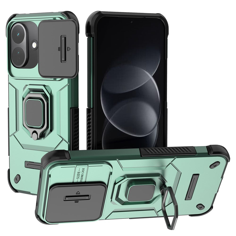 For Xiaomi Redmi Note 17 Pro 5G Case PC + TPU Kickstand Phone Protector with Lens Cover