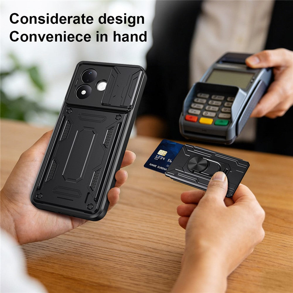 For Xiaomi Redmi Note 17 4G (Global) / Note 17 5G (Global) / Note 17 (India / China) 5G  Case PC + TPU Kickstand Phone Back Cover with Camera Slider