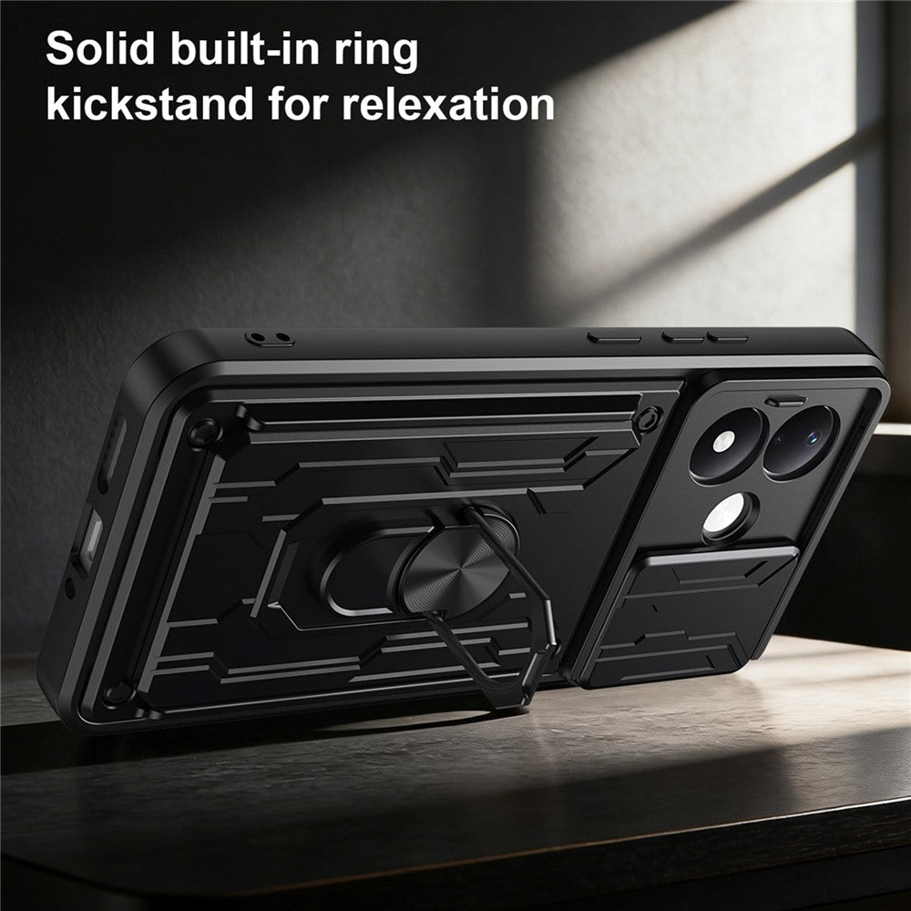 For Xiaomi Redmi Note 17 4G (Global) / Note 17 5G (Global) / Note 17 (India / China) 5G  Case PC + TPU Kickstand Phone Back Cover with Camera Slider