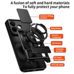 Magnetic Case For Xiaomi Redmi Note 17 4G (Global) / Note 17 5G (Global) / Note 17 (India / China) 5G  Ring Holder Foldable Kickstand TPU PC Phone Cover with Camera Lens Slider
