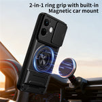 Magnetic Case For Xiaomi Redmi Note 17 4G (Global) / Note 17 5G (Global) / Note 17 (India / China) 5G  Ring Holder Foldable Kickstand TPU PC Phone Cover with Camera Lens Slider