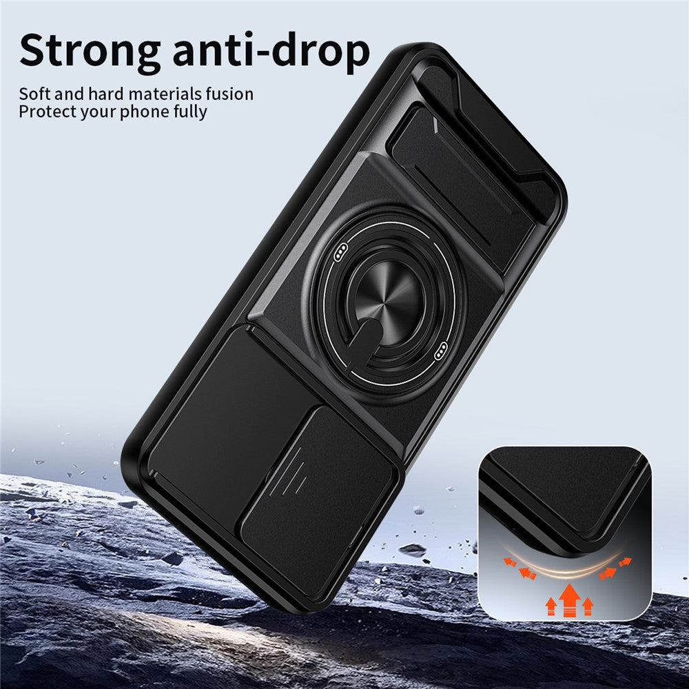 Magnetic Case For Xiaomi Redmi Note 17 4G (Global) / Note 17 5G (Global) / Note 17 (India / China) 5G  Ring Holder Foldable Kickstand TPU PC Phone Cover with Camera Lens Slider