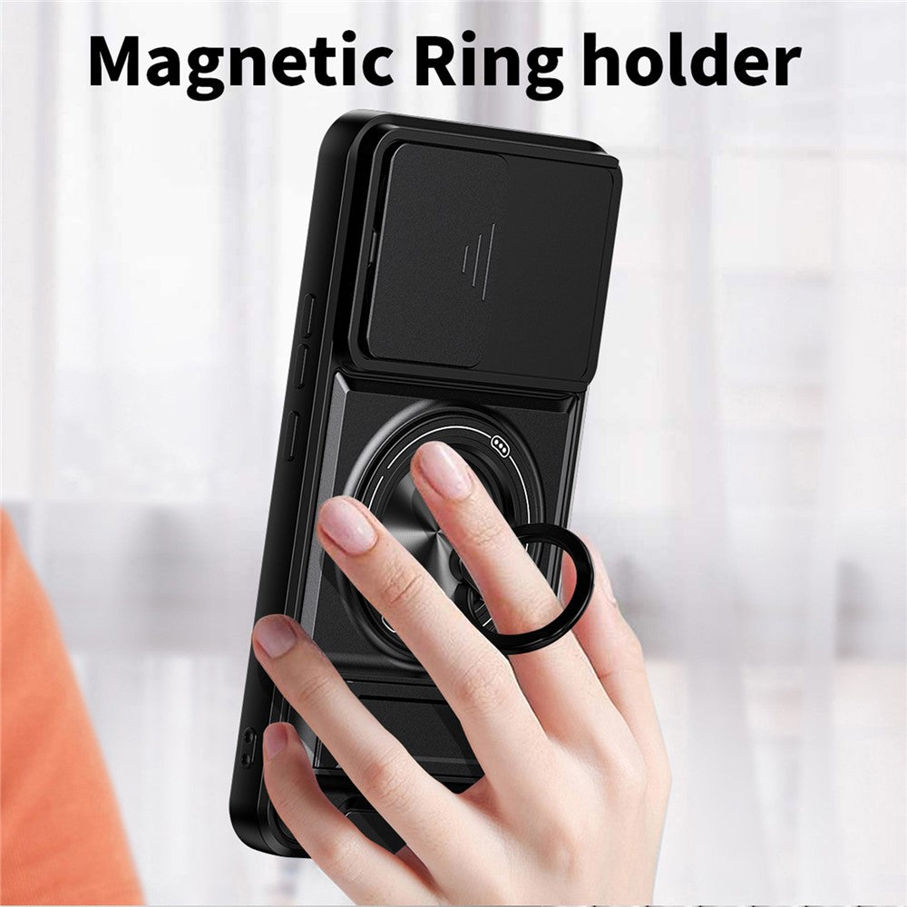 Magnetic Case For Xiaomi Redmi Note 17 4G (Global) / Note 17 5G (Global) / Note 17 (India / China) 5G  Ring Holder Foldable Kickstand TPU PC Phone Cover with Camera Lens Slider