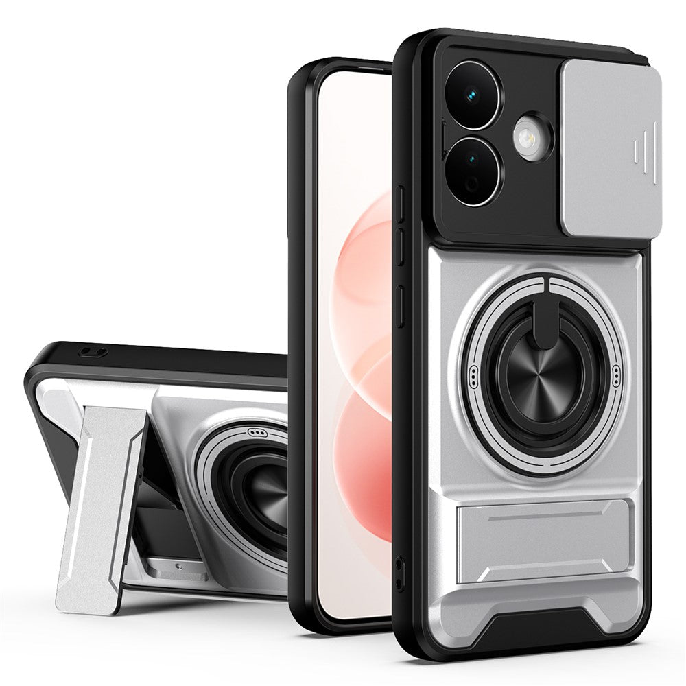 Magnetic Case For Xiaomi Redmi Note 17 4G (Global) / Note 17 5G (Global) / Note 17 (India / China) 5G  Ring Holder Foldable Kickstand TPU PC Phone Cover with Camera Lens Slider