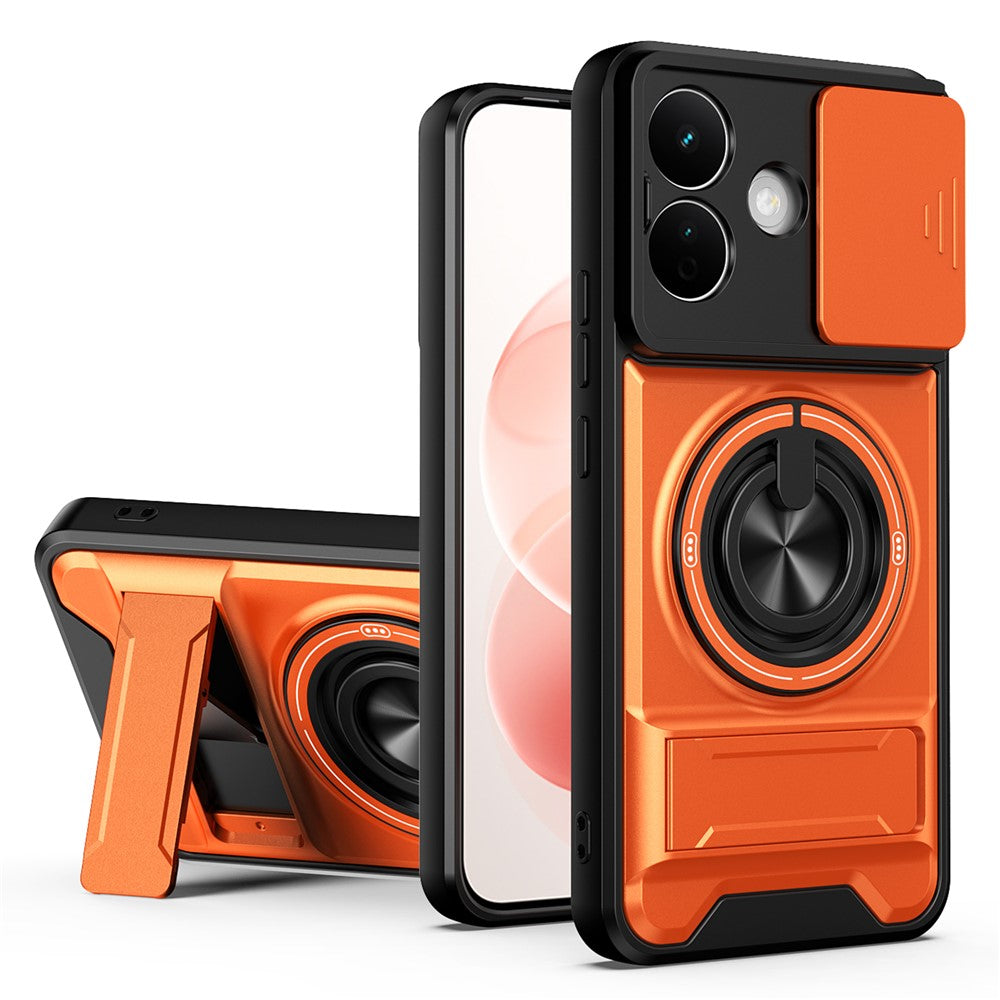 Magnetic Case For Xiaomi Redmi Note 17 4G (Global) / Note 17 5G (Global) / Note 17 (India / China) 5G  Ring Holder Foldable Kickstand TPU PC Phone Cover with Camera Lens Slider