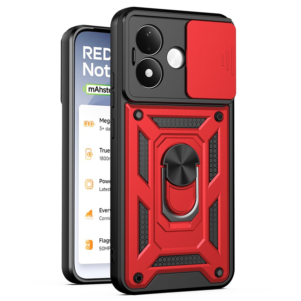 For Xiaomi Redmi Note 17 4G (Global) / Note 17 5G (Global) / Note 17 (India / China) 5G  Case with Slide Camera Lid PC + TPU Kickstand Phone Cover