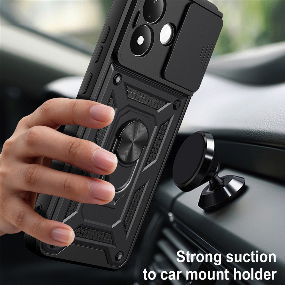 For Xiaomi Redmi Note 17 4G (Global) / Note 17 5G (Global) / Note 17 (India / China) 5G  Case with Slide Camera Lid PC + TPU Kickstand Phone Cover
