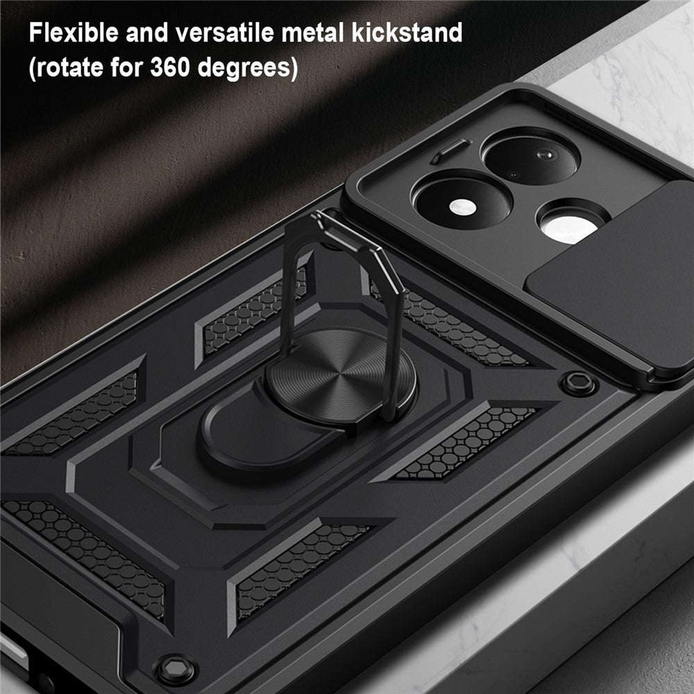 For Xiaomi Redmi Note 17 4G (Global) / Note 17 5G (Global) / Note 17 (India / China) 5G  Case with Slide Camera Lid PC + TPU Kickstand Phone Cover