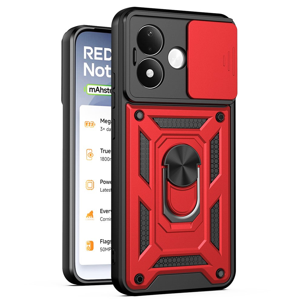 For Xiaomi Redmi Note 17 Pro 5G Case with Slide Camera Lid PC + TPU Kickstand Phone Cover