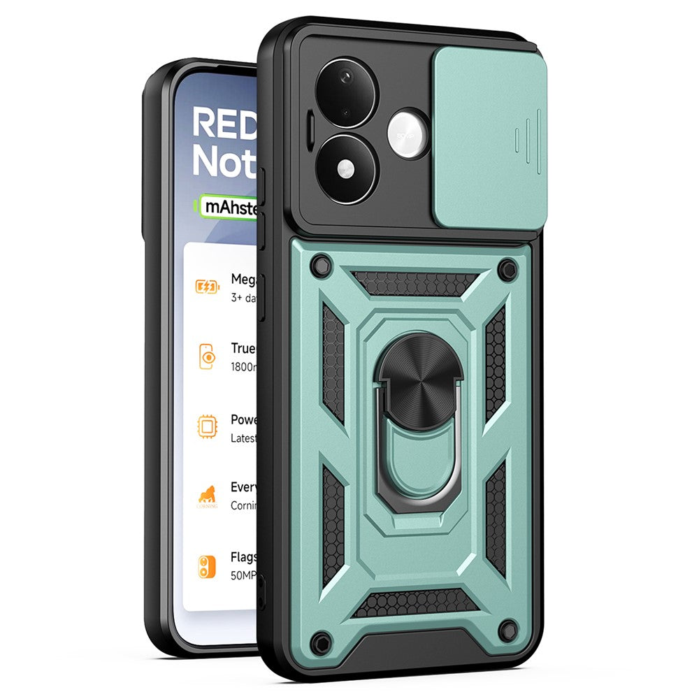 For Xiaomi Redmi Note 17 Pro 5G Case with Slide Camera Lid PC + TPU Kickstand Phone Cover