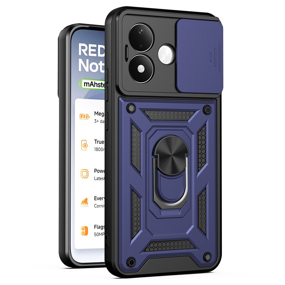 For Xiaomi Redmi Note 17 Pro 5G Case with Slide Camera Lid PC + TPU Kickstand Phone Cover