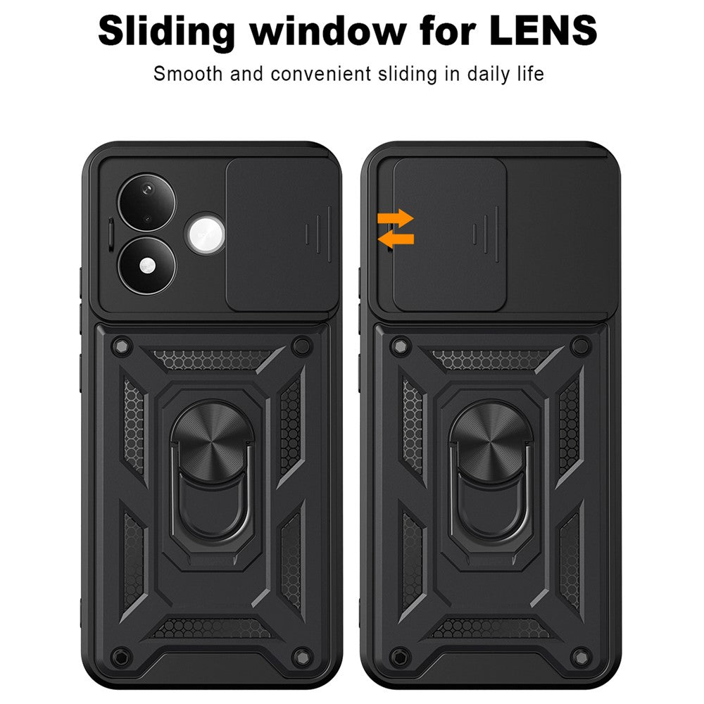 For Xiaomi Redmi Note 17 Pro 5G Case with Slide Camera Lid PC + TPU Kickstand Phone Cover