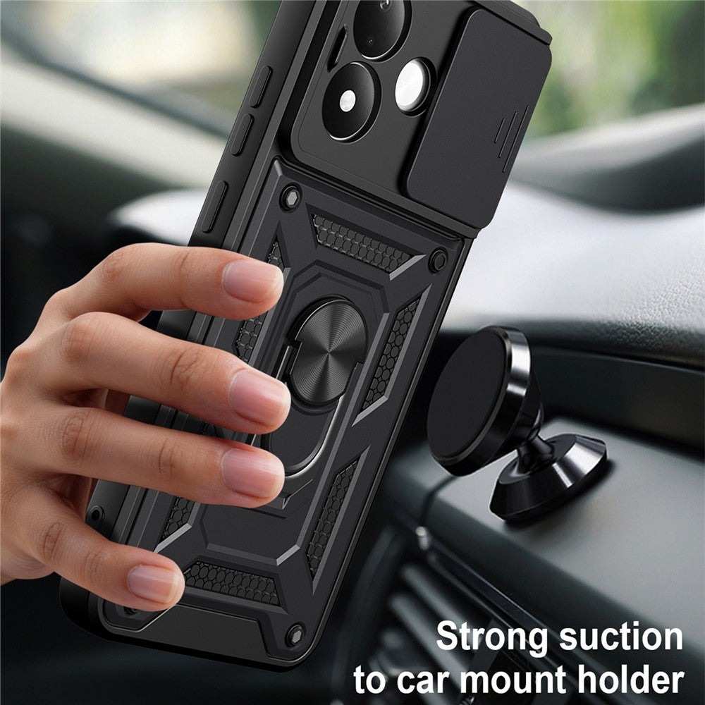 For Xiaomi Redmi Note 17 Pro 5G Case with Slide Camera Lid PC + TPU Kickstand Phone Cover