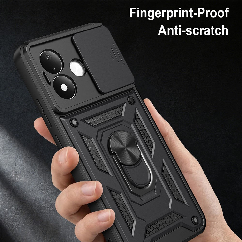 For Xiaomi Redmi Note 17 Pro 5G Case with Slide Camera Lid PC + TPU Kickstand Phone Cover