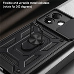 For Xiaomi Redmi Note 17 Pro 5G Case with Slide Camera Lid PC + TPU Kickstand Phone Cover
