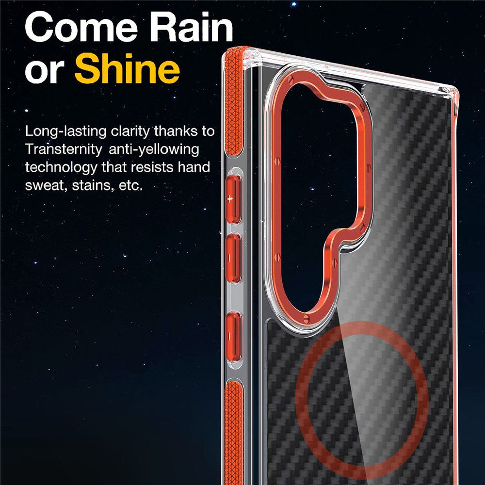 Til Samsung Galaxy S26 Ultra Magnetisk Cover Carbon Fiber Tekstur Akryl + TPU Kontrast Design Telefon Cover