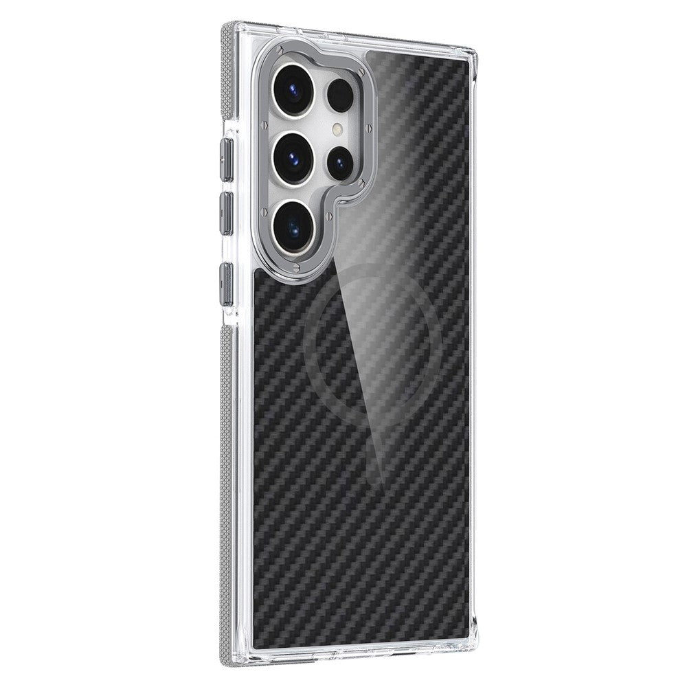 Til Samsung Galaxy S26 Ultra Magnetisk Cover Carbon Fiber Tekstur Akryl + TPU Kontrast Design Telefon Cover