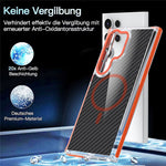 For Samsung Galaxy S25 Ultra Magnetic Case Carbon Fiber Texture Acrylic + TPU Contrast Design Phone Cover