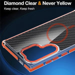 For Samsung Galaxy S25 Ultra Magnetic Case Carbon Fiber Texture Acrylic + TPU Contrast Design Phone Cover