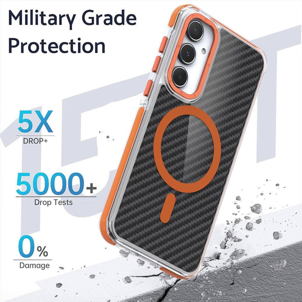 Til Samsung Galaxy S24 FE Magnetisk Cover Kulfibertekstur Akryl + TPU Kontrastdesign Telefoncover