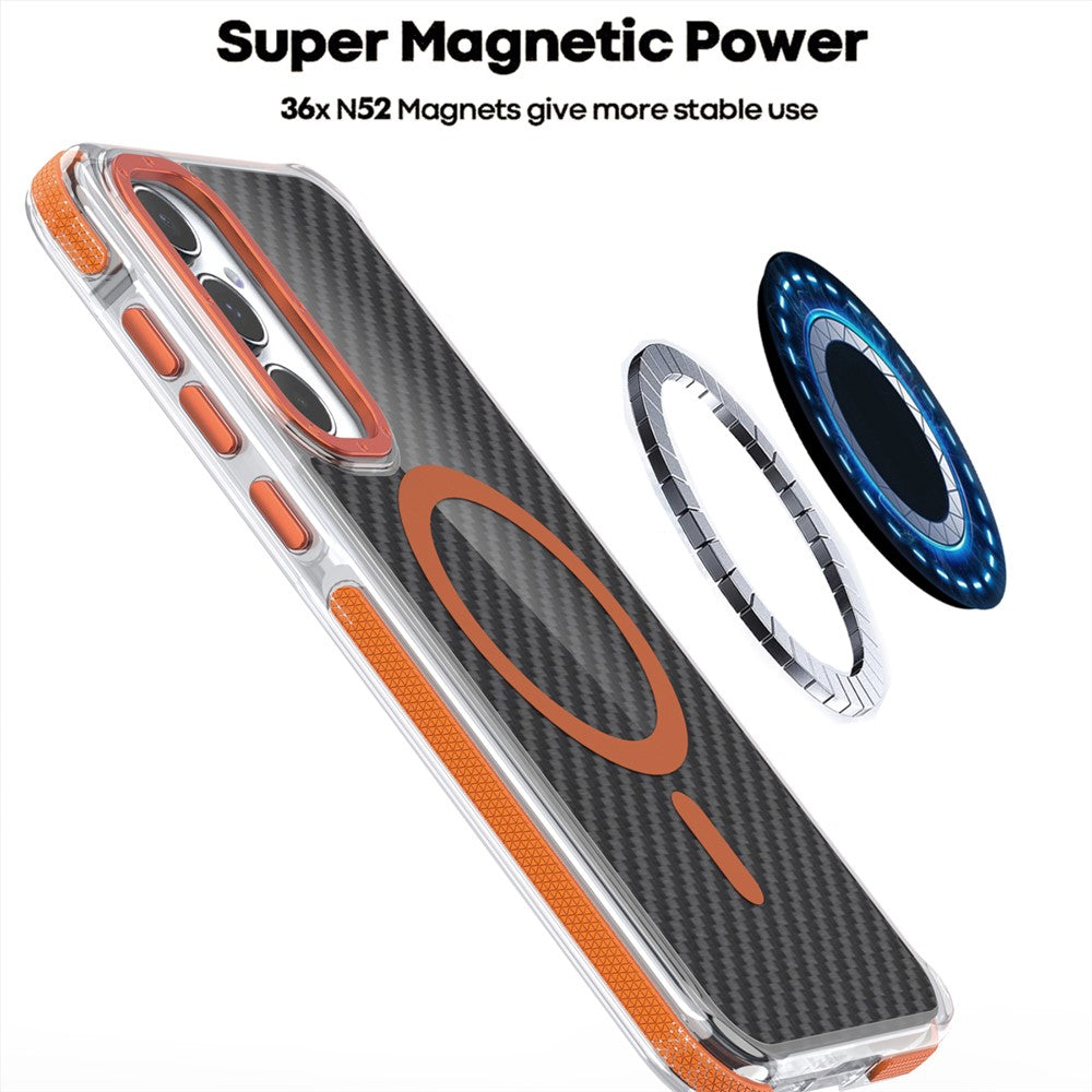 Til Samsung Galaxy S24 FE Magnetisk Cover Kulfibertekstur Akryl + TPU Kontrastdesign Telefoncover