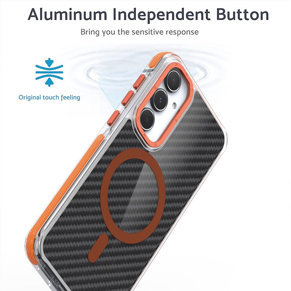 Til Samsung Galaxy S24 FE Magnetisk Cover Kulfibertekstur Akryl + TPU Kontrastdesign Telefoncover