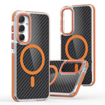 Til Samsung Galaxy A57 5G Magnetisk Cover Kulstoffibertekstur Akryl + TPU Kontrastdesign Telefoncover
