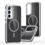 Til Samsung Galaxy A57 5G Magnetisk Cover Kulstoffibertekstur Akryl + TPU Kontrastdesign Telefoncover