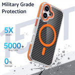 For iPhone 16 Magnetic Case Carbon Fiber Texture Acrylic + TPU Contrast Design Phone Cover