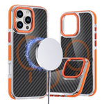 For iPhone 16 Pro Max Magnetic Case Carbon Fiber Texture Acrylic + TPU Contrast Design Phone Cover