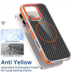 For iPhone 16 Pro Max Magnetic Case Carbon Fiber Texture Acrylic + TPU Contrast Design Phone Cover