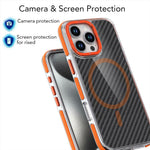 For iPhone 16 Pro Max Magnetic Case Carbon Fiber Texture Acrylic + TPU Contrast Design Phone Cover