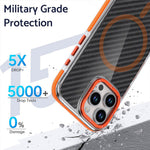 For iPhone 16 Pro Max Magnetic Case Carbon Fiber Texture Acrylic + TPU Contrast Design Phone Cover