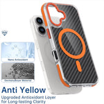 For iPhone 17 Magnetic Case Carbon Fiber Texture Acrylic + TPU Contrast Design Phone Cover