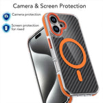 For iPhone 17 Magnetic Case Carbon Fiber Texture Acrylic + TPU Contrast Design Phone Cover