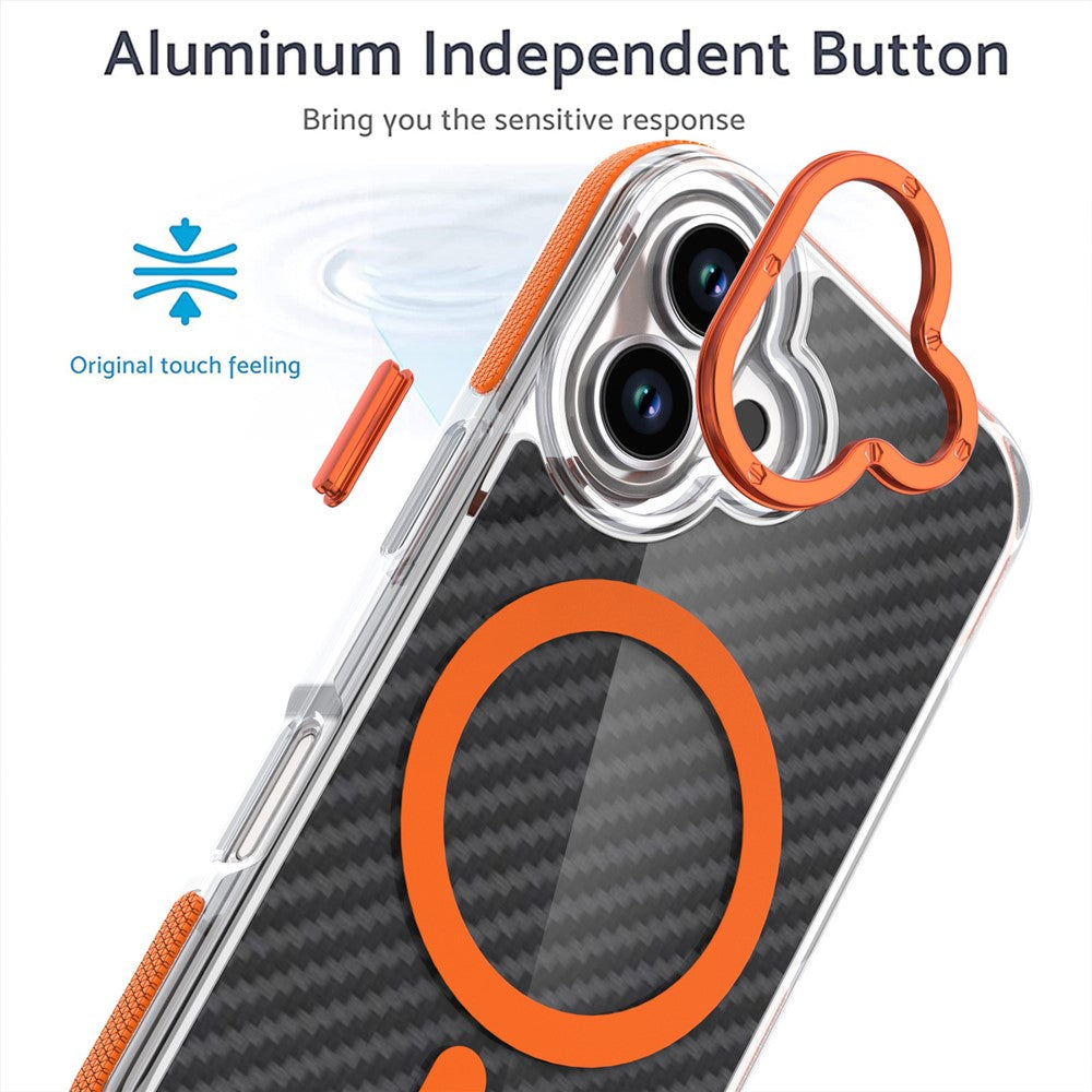 For iPhone 17 Magnetic Case Carbon Fiber Texture Acrylic + TPU Contrast Design Phone Cover