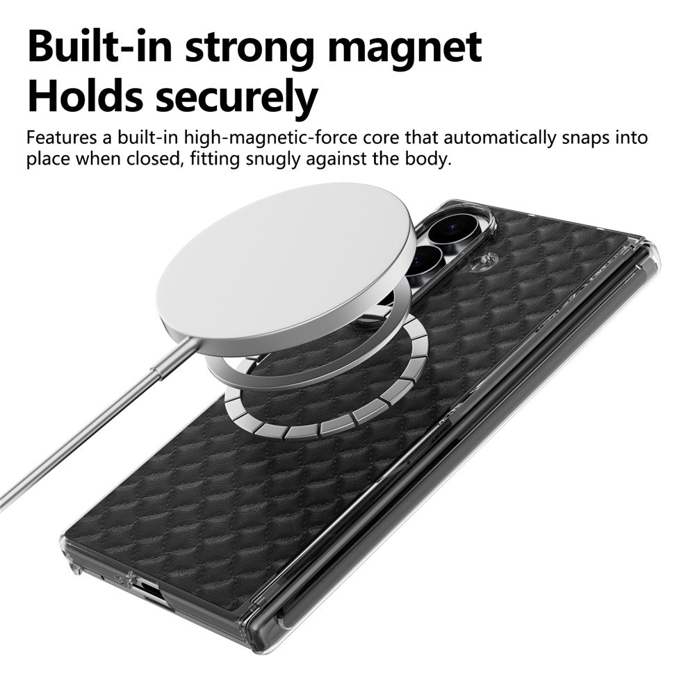 For Samsung Galaxy Z Fold8 Ultra Dual-Axis Magnetic Case Diamond-Quilted Texture Leather PC Phone Cover
