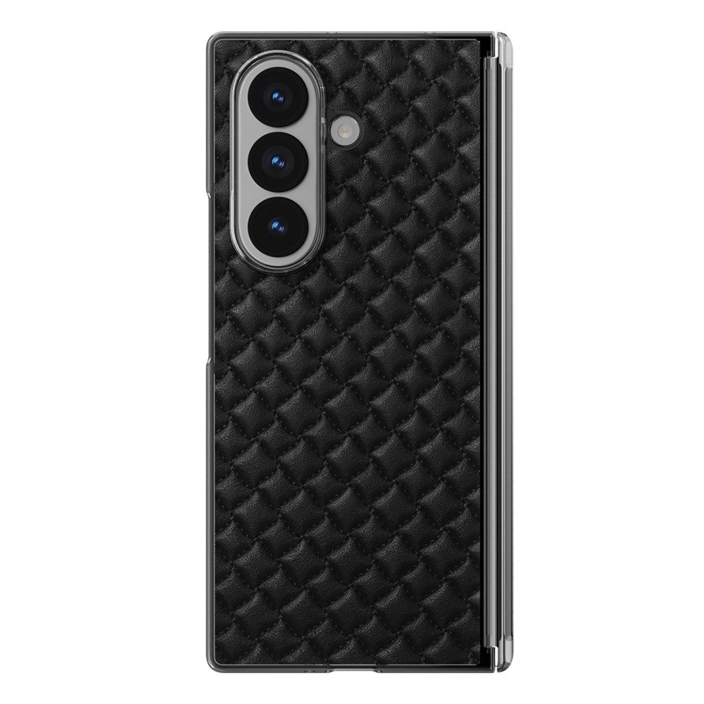 For Samsung Galaxy Z Fold7 5G Dual-Axis Magnetic Case Diamond-Quilted Texture Leather PC Phone Cover