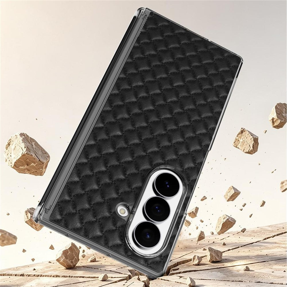 For Samsung Galaxy Z Fold7 5G Dual-Axis Magnetic Case Diamond-Quilted Texture Leather PC Phone Cover